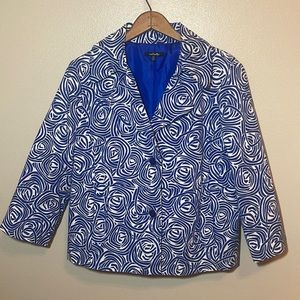 Rafaella Blue and White Patterned Blazer